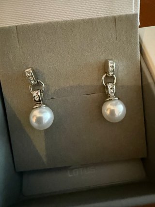 Pendientes Lotus Silver Perla y Circonitas