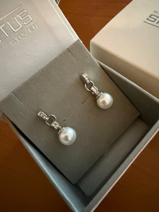 Pendientes Lotus Silver Perla y Circonitas