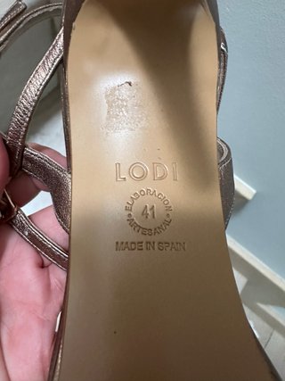 Sandalias tacón Lodi Piel Bronce Flores Talla 41