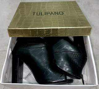 BOTINES PEEP-TOE POLIPIEL EFECTO COCODRILO ESTRENO