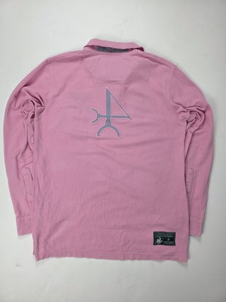 Valecuatro Vintage Pink Polo Shirt Long Sleeve Emb
