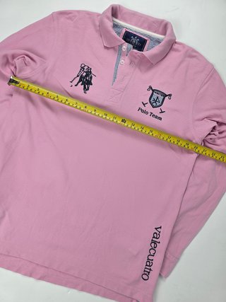 Valecuatro Vintage Pink Polo Shirt Long Sleeve Emb