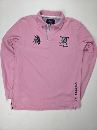 Valecuatro Vintage Pink Polo Shirt Long Sleeve Emb