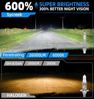 Sycreek Bombillas LED H1 26000LM 6000K - H1 LED