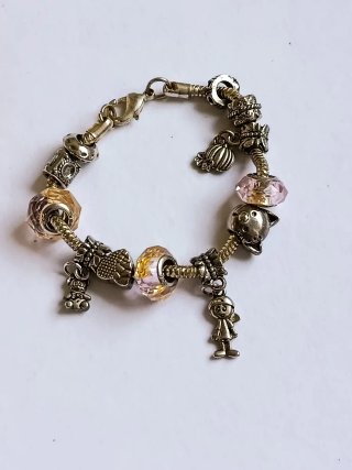 Pulsera estilo Pandora con abalorios y cristal 925