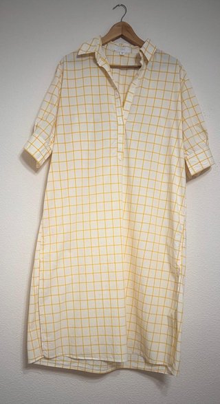 Vestido Camisero Zara Cuadros Amarillos Talla S