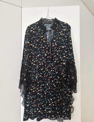 Vestido floral vintage manga acampanada
