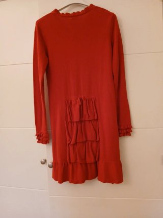Chaqueta larga roja niña talla 14