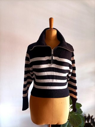 Jersey Zara Rayas Cremallera Cuello Alto