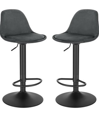 2 Taburetes Cocina Terciopelo Gris