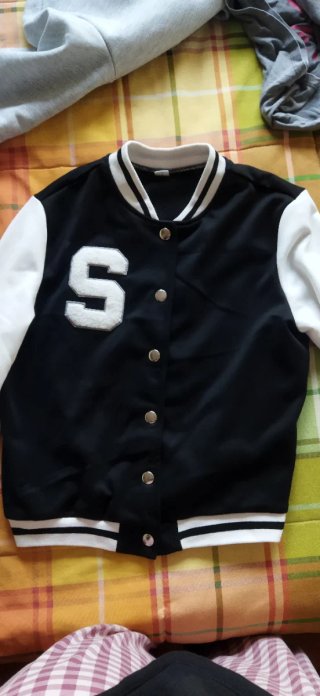 Chaqueta Bomber S Negra y Blanca