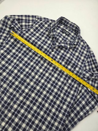 Armani Jeans Vintage Navy White Plaid Shirt Embroi