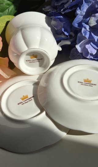 Taza y platillo de porcelana inglesa