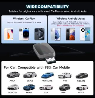Adaptador Inalámbrico CarPlay y Android Auto