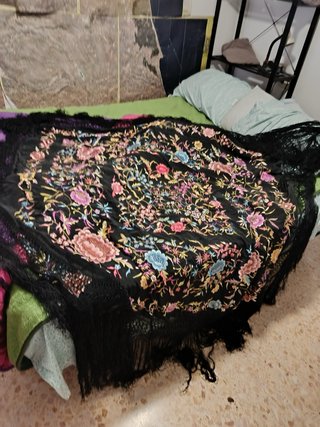 Mantón de Manila 1950 Negro Multicolor