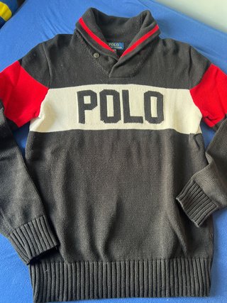 Suéter Polo Ralph Lauren Negro y Rojo T. XL niño