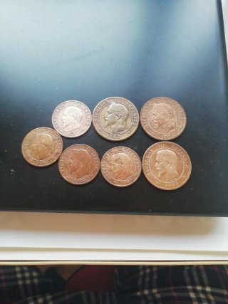 Lote de 7 Monedas Napoleón III