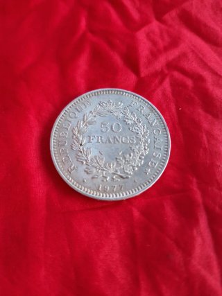Moneda plata 50 Francos Franceses 1977