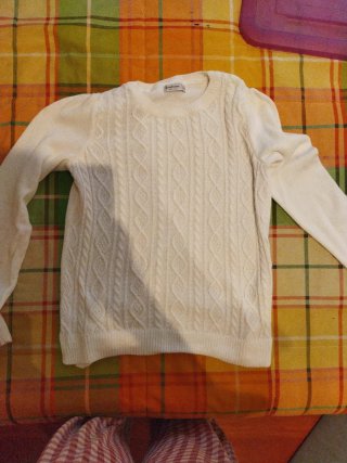Jersey Stradivarius Blanco Trenzado