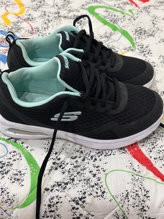 Zapatillas Skechers Mujer Talla 37 Negras y Turque