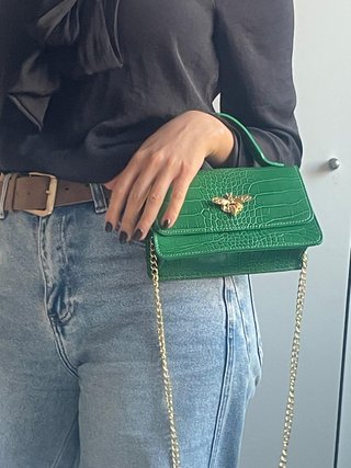 Bolso Piel Verde Croco Christian Laurier
