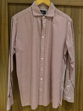 Camisa Hackett a cuadros rojos y blancos L