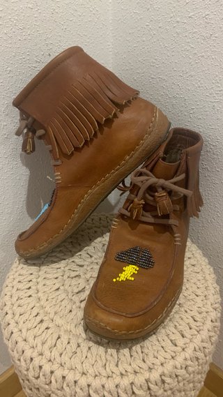Botines de piel Camper Marrones con Flecos