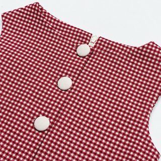 Vestido cuadros rojo y blanco con cinturón