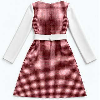 Vestido cuadros rojo y blanco con cinturón
