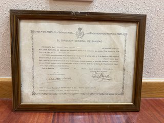 Título Inspector Municipal Sanidad Enmarcado