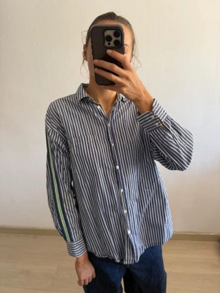 Camisa de Rayas Azul y Blanca Talla XS