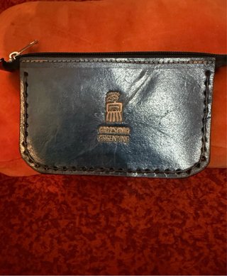 Cartera Artesanal Cuero Azul