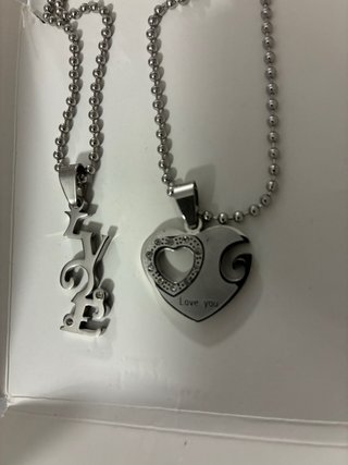 Set 2 Collane Coppia Ciondolo Cuore Love