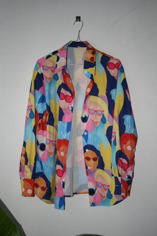Camisa Pop Art Y2K Vintage Estampado Caras - Talla