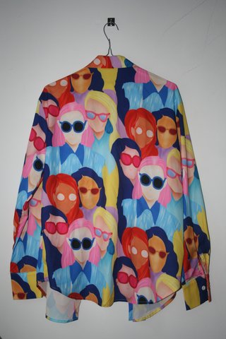 Camisa Pop Art Y2K Vintage Estampado Caras - Talla
