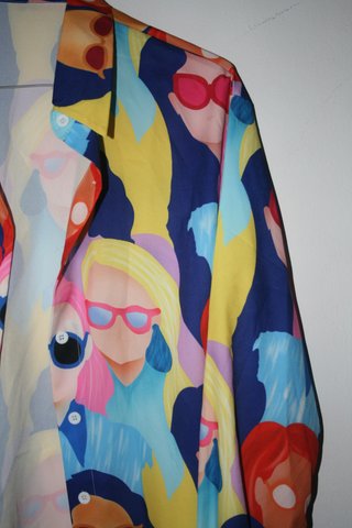 Camisa Pop Art Y2K Vintage Estampado Caras - Talla