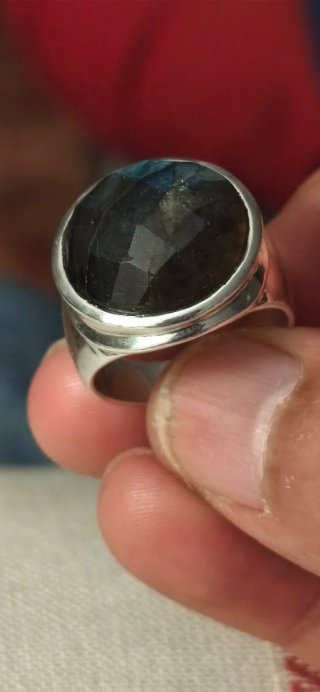 Anillo Plata Unisex con Piedra lobradorita