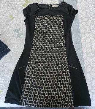 Vestido Formula Joven Negro y Beige Talla M