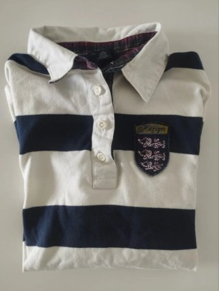 Polo estilo rugby Tommy Hilfiger a rayas vintage