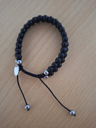 Pulsera Lotus Unisex Negra y Plateada