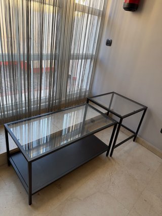 Set 3 Mesas Vittsjö Cristal y Metal Negro