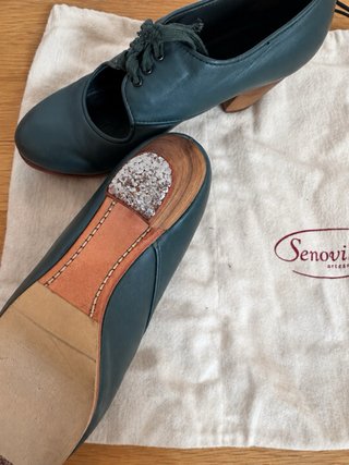 Zapatos Flamenco Senovilla Piel Verde Mar Talla 37