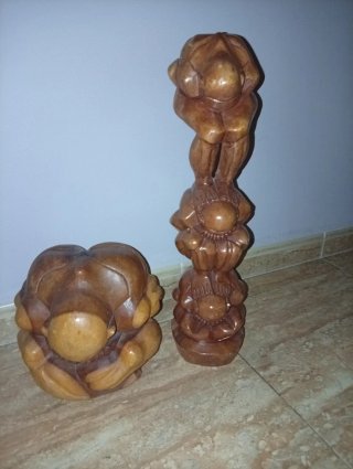 Set de 2 Figuras de Madera (Buda/Yogi)