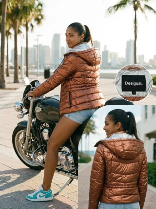 Chaqueta Cortavientos Desigual Metalizada Talla S