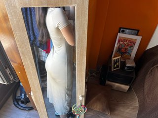 Vestido largo beige