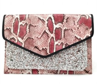 Bolso de fiesta rosa y plateado