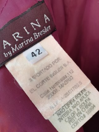 Vestido de fiesta color burdeos, talla 42