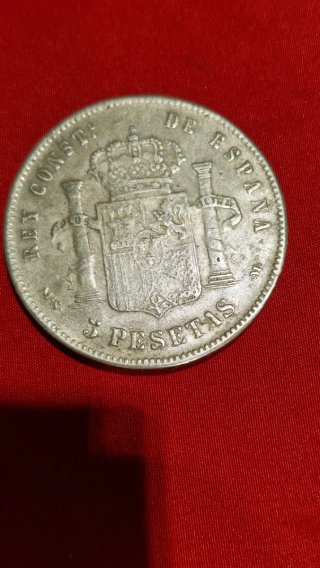 Moneda 5 Pesetas plata Alfonso XIII 1892  MS M