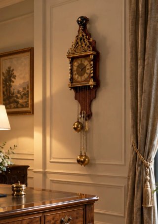 Reloj de pared antiguo con péndulo