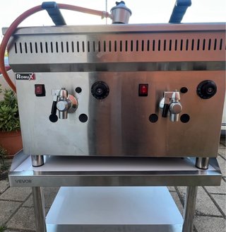 Freidora Gas Butano Doble 18+18L +Mesa de acero